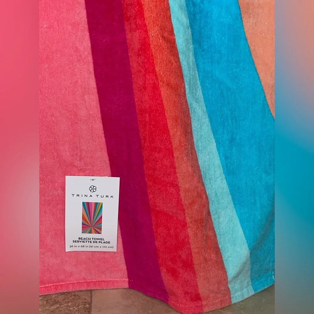 🎉HP🎉New! Trina Turk Morning Sunrise Anniversary Printed Beach Towel☀️68”x36”